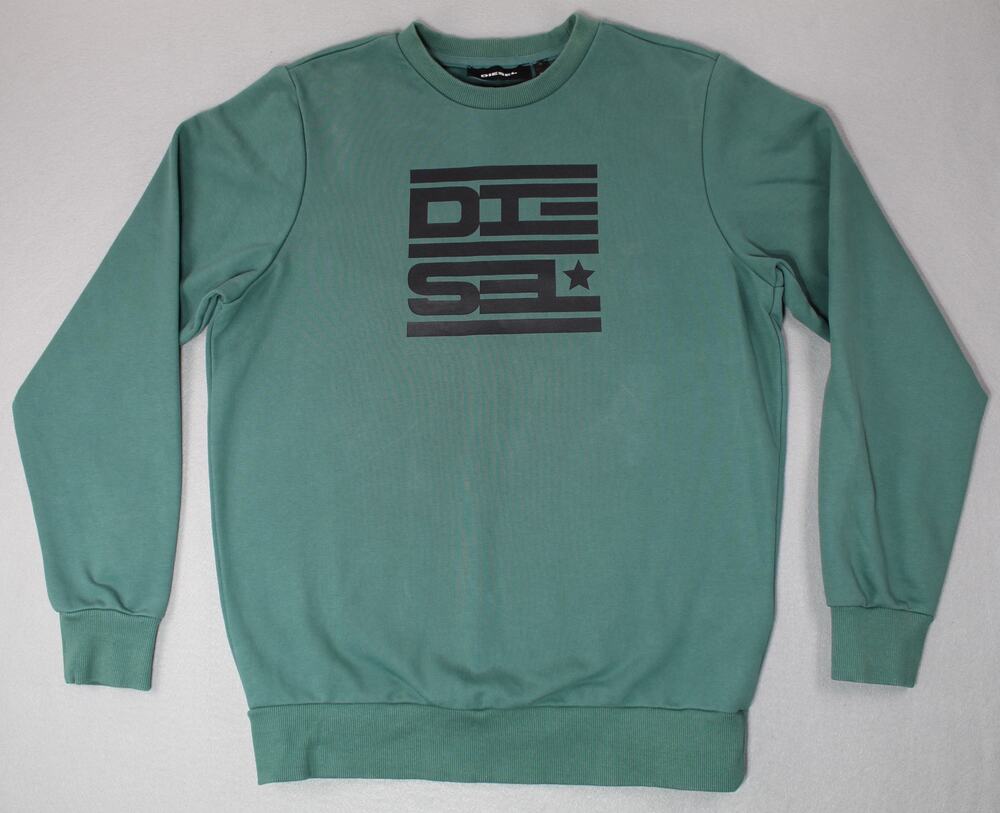 Diesel Green Graphic Logo Print Crewneck Sweatshirt Mens Small